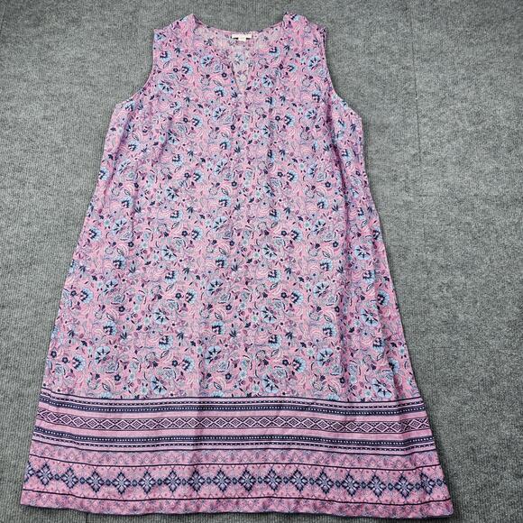 J Jill Dress Womens XL Petite Love Linen Pink Floral Summer Coastal Beach Light - Picture 1 of 6